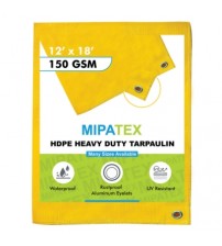 Mipatex Tarpaulin / Tirpal 12 Feet x 18 Feet 150 GSM (Yellow)